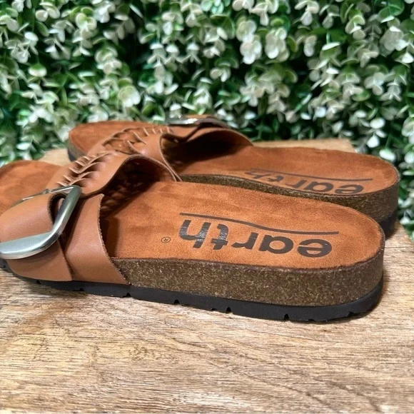 Earth Brown Woven Sandals with Buckle Accents - Picture 5 of 12